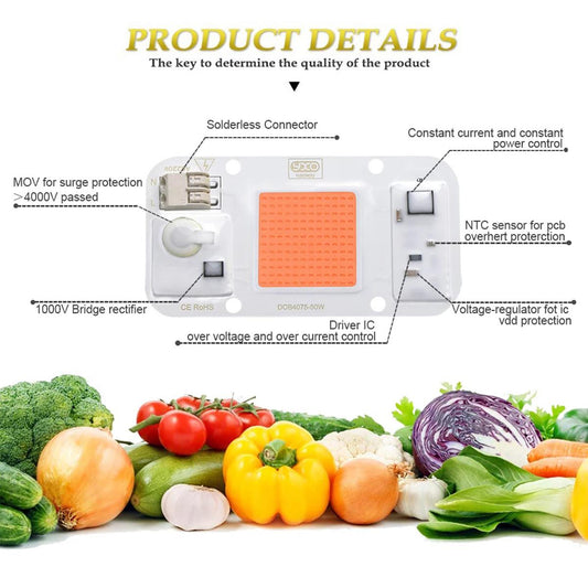 50 W Full Spectrum DOB LED grow light chip 50W LED lamp 380-840nm DIY Grow light Floodlight Indoor Plant Grow & Blooming Flower