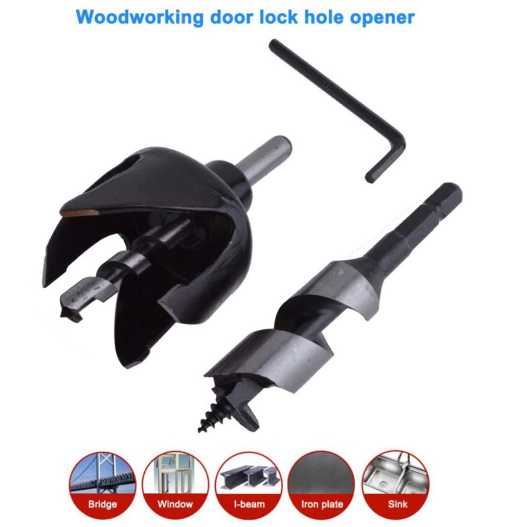 Door Lock 54mm 22mm(2-1/8")Door Lock Installation Kit Hole Saw Drill Bits Set Professional Bi-Metal Lock Kit For Woodworking Tools