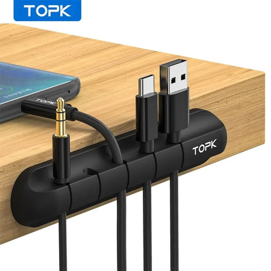 TOPK L16 Cable Organizer original Silicone USB Cable Winder Desktop Tidy Management Clips Cable Holder for Mouse Headphone Wire Organizer