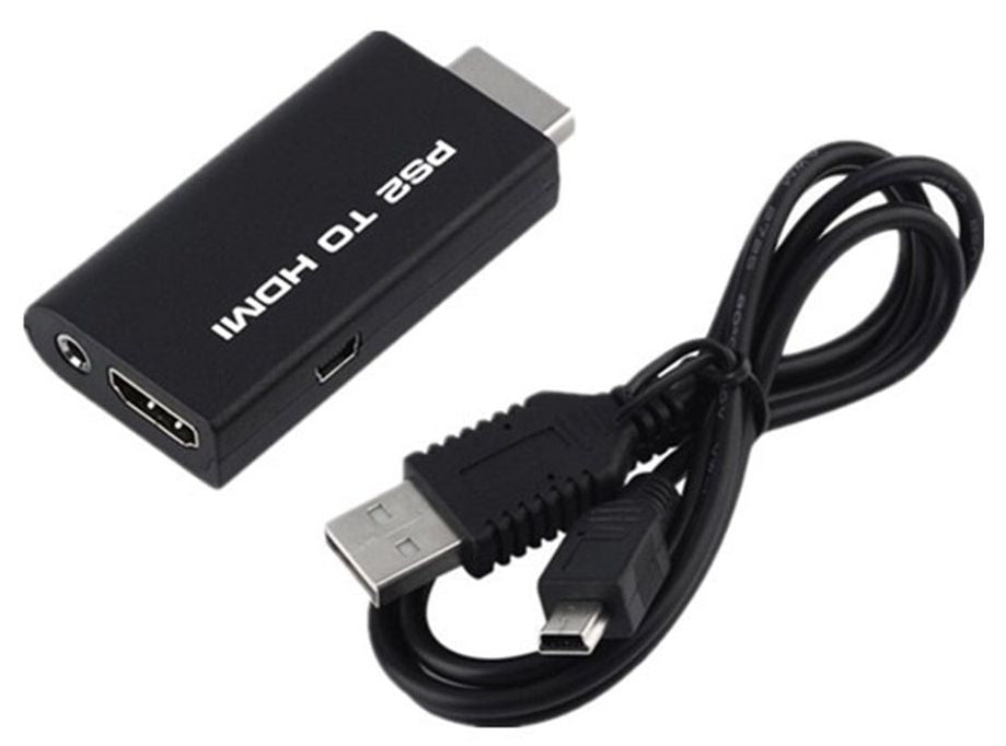 PS2 to HDMI Converter Adapter, PS2 to HDMI Video Converter with 3.5mm Audio Output Cable for HDTV HDMI Monitor AV to HDMI Signal Transfer Adapter, Supports All Playstation 2 Display Modes A1