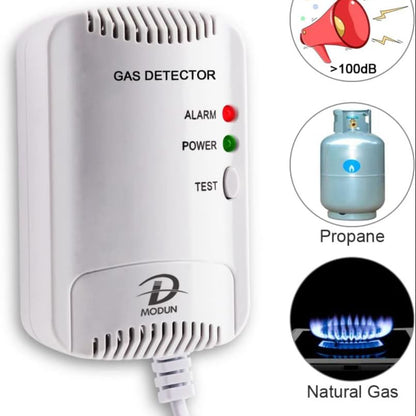 Gas Alarm Detector – Natural Gas LPG Leak Sensor with 100dB Siren & Strobe Light for Kitchen, RV, Garage & Hotel