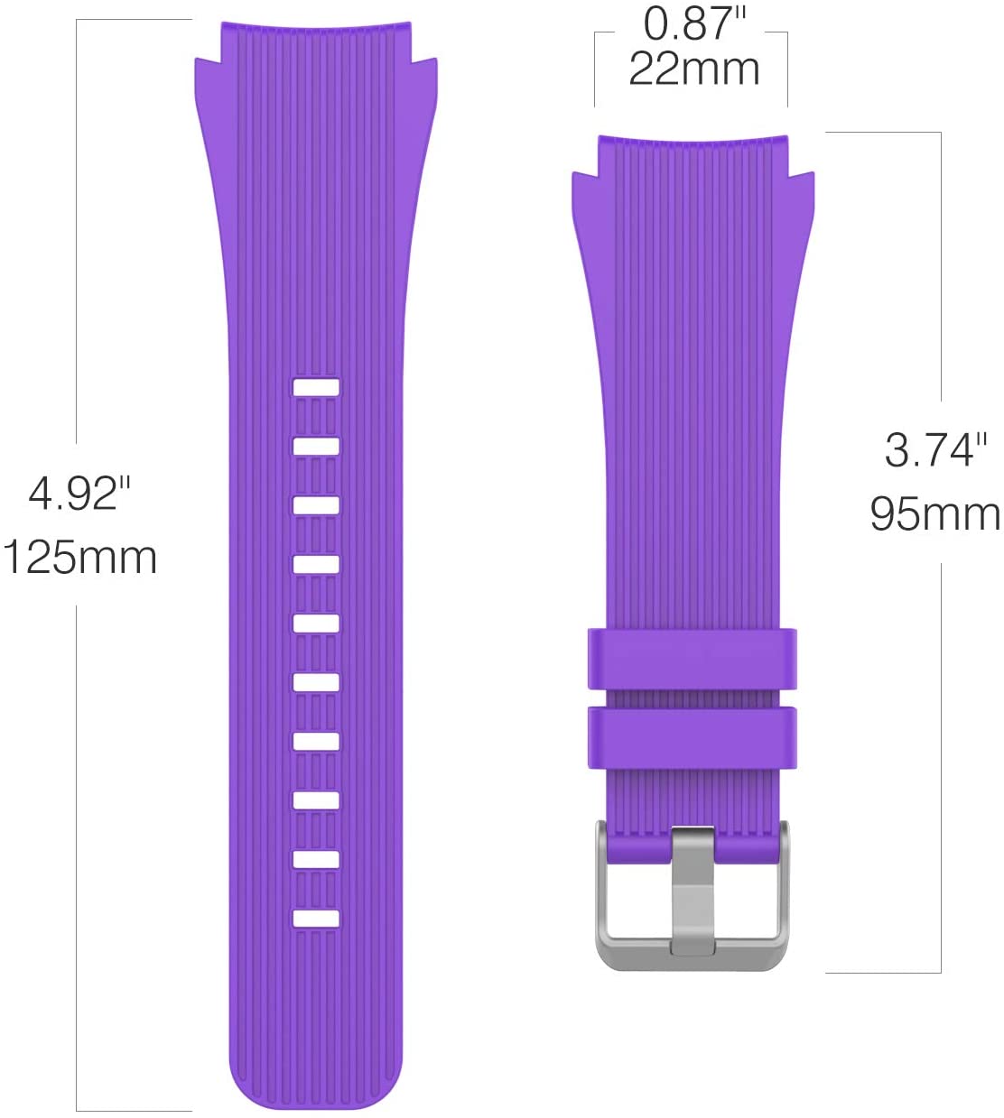22mm A One Band Compatible with Samsung Galaxy Watch 3 45mm/Galaxy Watch 46mm/Gear S3 Classic/Huawei Watch GT 2 Pro/GT 2e 46mm/Ticwatch Pro 3, 22mm Silicone Strap Purple