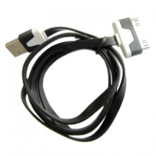 30-Pin USB Charging Cable for iPhone 4 / 4S – Flat Design Fast Sync & Charge Cable (Black, Durable Data Cable)