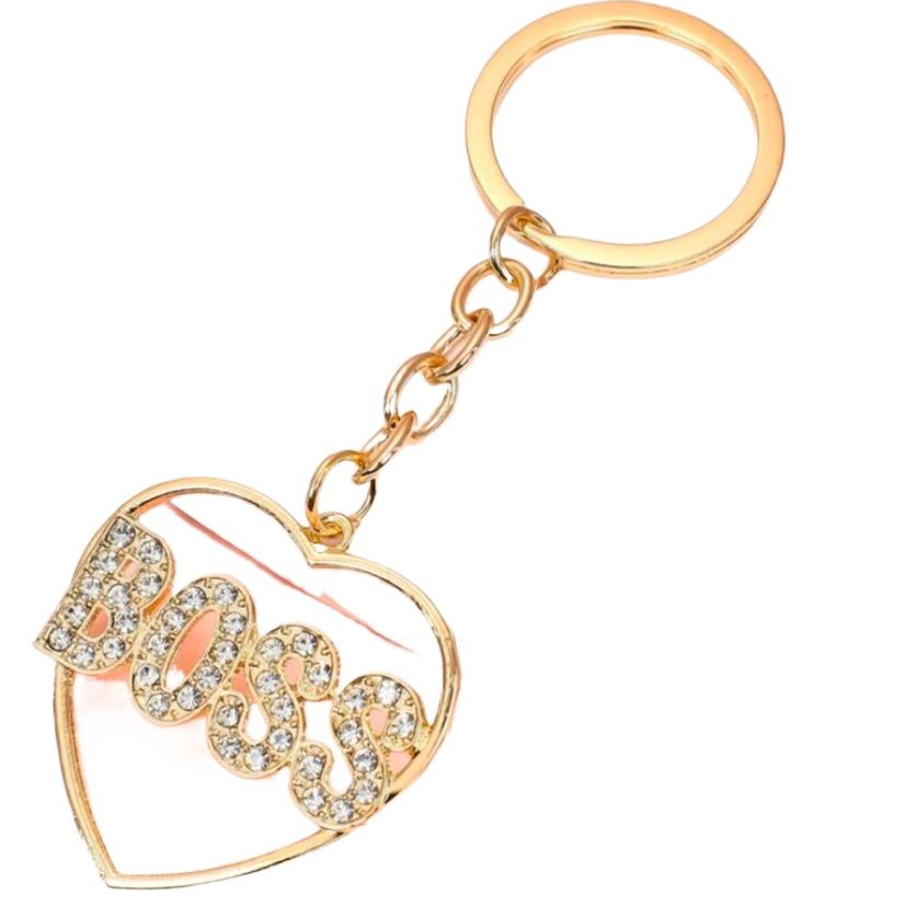 Boss Metal Key Ring Golden hart for gift