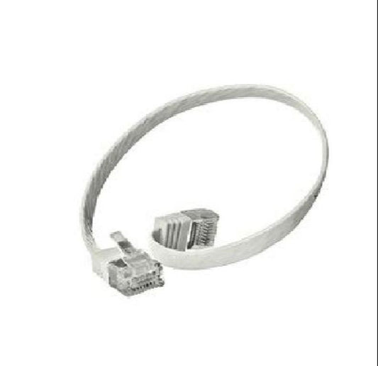 White Ultra Flat Cat6 Patch Cable – 1 ft High-Speed Ethernet LAN Lead, RJ45 Network Cord for PC, Router, Modem