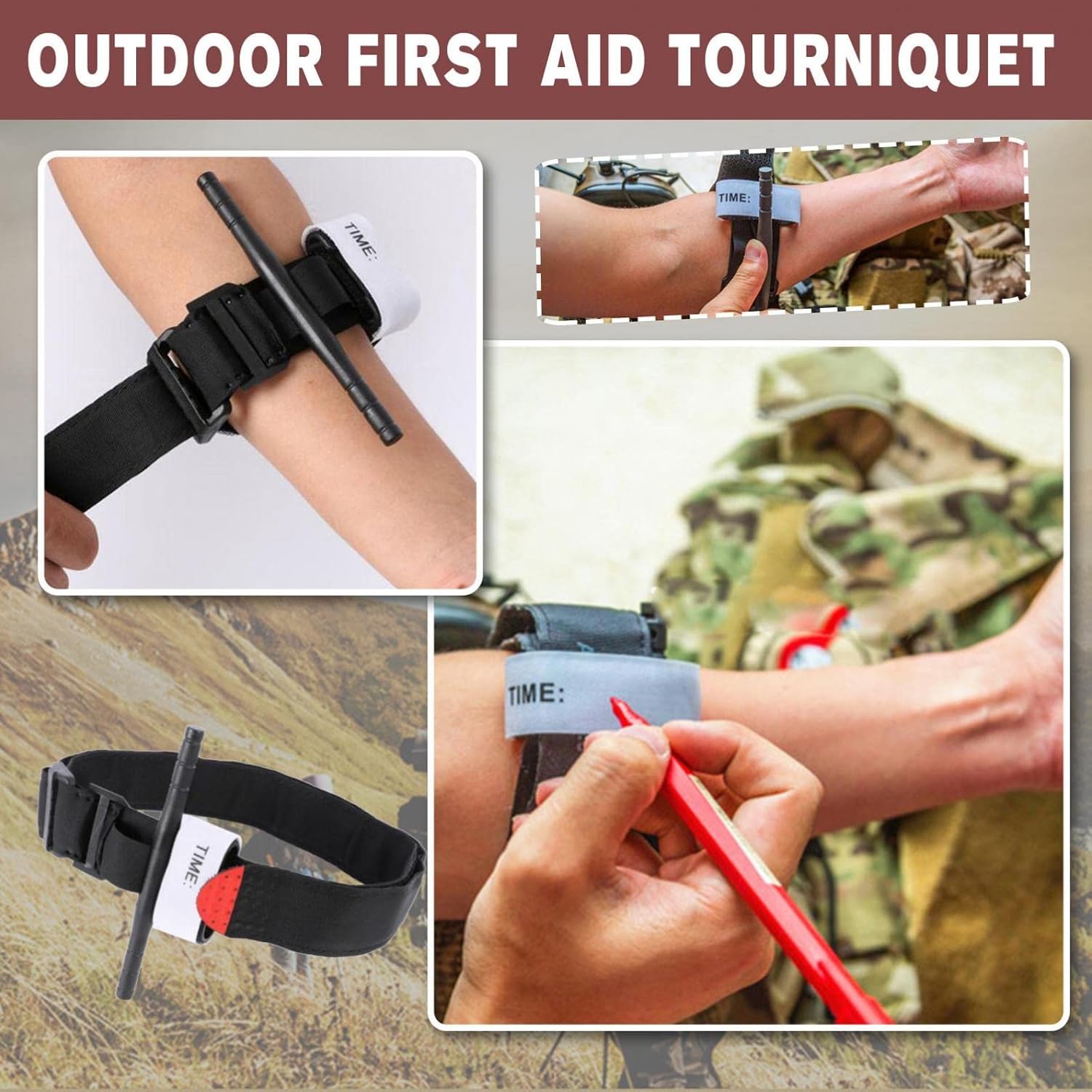 Tactical Emergency Tourniquet Aluminum Rod One-Handed Operation Spinning First-Aid Supplies Rescue Life Outdoor Survival Tool