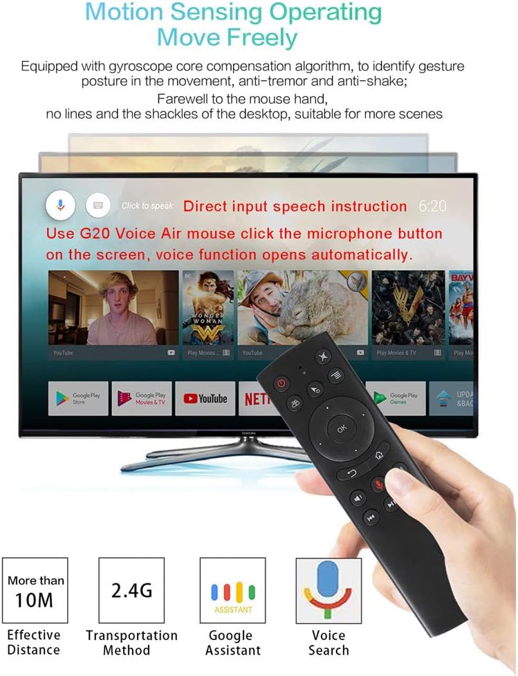 G20S Voice Remote Control,2.4G Wireless Voice Control Sensing Air Remote Mouse with IR Learning for Nvidia Shield(Versions Before 2019),PC,Projector,Smart TV,Android TV Box