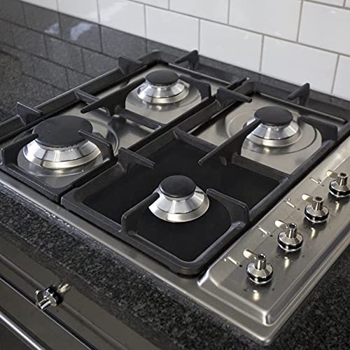Gas Stove Hob Burner Liners Mat Covers Set of 3 - 100% Non-Stick Mats, Heavy Duty, Reusable Heat Resistant for Gas, Charcoal or Electric Kitchen chula Grills Range Protectors - Easy to Clean - 15.75 x 13-Inch, Black