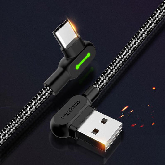 Mcdodo 1.2M 90°Elbow Degree Design for Lightning/Type-C/Micro USB Gaming Cable