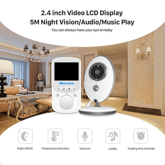 Baby Monitor Wireless 2.4 inch Video Color High Resolution Baby Nanny Security Camera Night Vision Temperature Monitoring Music