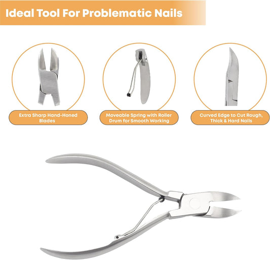 Professional Toenail Clipper for Thick & Ingrown Nails | Stainless Steel Precision Nail Cutter for Men & Women | Heavy Duty Sharp Toenail Clippers (1Pc)