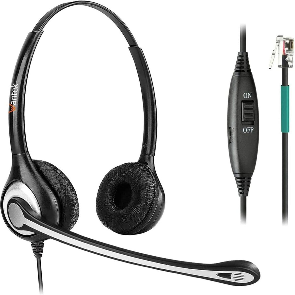 Phone Headset RJ9 with Microphone Noise Cancelling & Volume Controls, Office Telephone Headset Compatible with Polycom Plantronics Avaya ShoreTel Toshiba Digium Nortel Landline Phones, Clear Calls