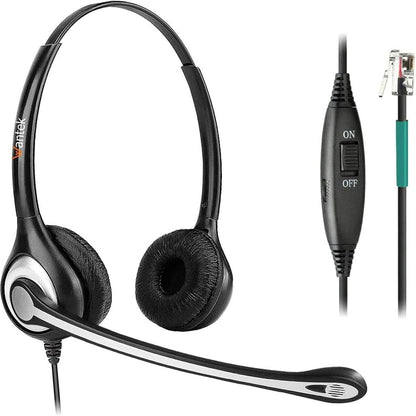 Phone Headset RJ9 with Microphone Noise Cancelling & Volume Controls, Office Telephone Headset Compatible with Polycom Plantronics Avaya ShoreTel Toshiba Digium Nortel Landline Phones, Clear Calls