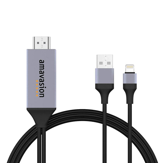 HDMI Cable for Apple, MFi Certified Amavasion Lightning to HDMI Cable for Apple to TV/Projector Supports Digital AV 1080P HDTV Compatible with Apple Series