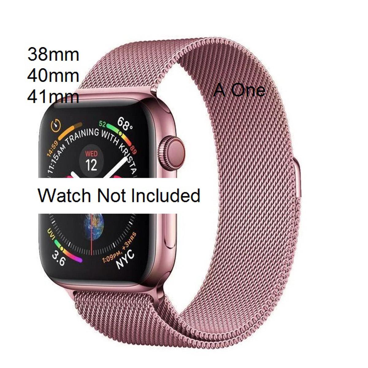 Rose Gold I Watch Band Magnetic Milanese Loop Stainless Steel Bracelet Strap Replacement Wrist Band for I Watch ( 38mm / 40mm / 41mm - Tea Pink)