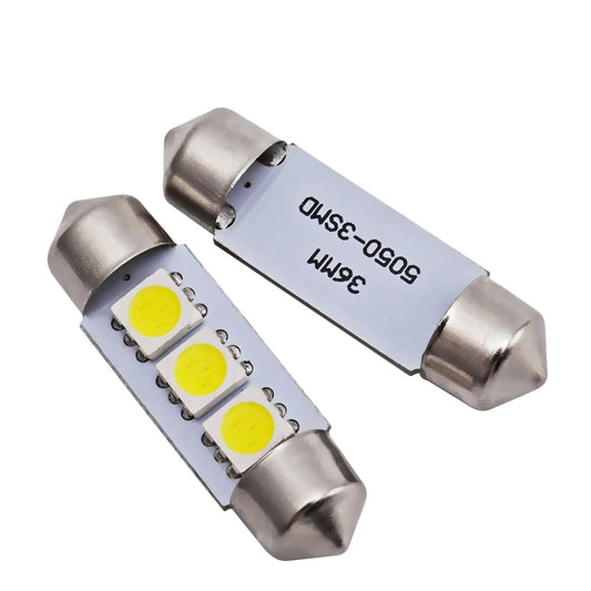 1 Pcs 36mm 3 SMD 5050 LED Car Auto Dome Festoon Light Bulb White