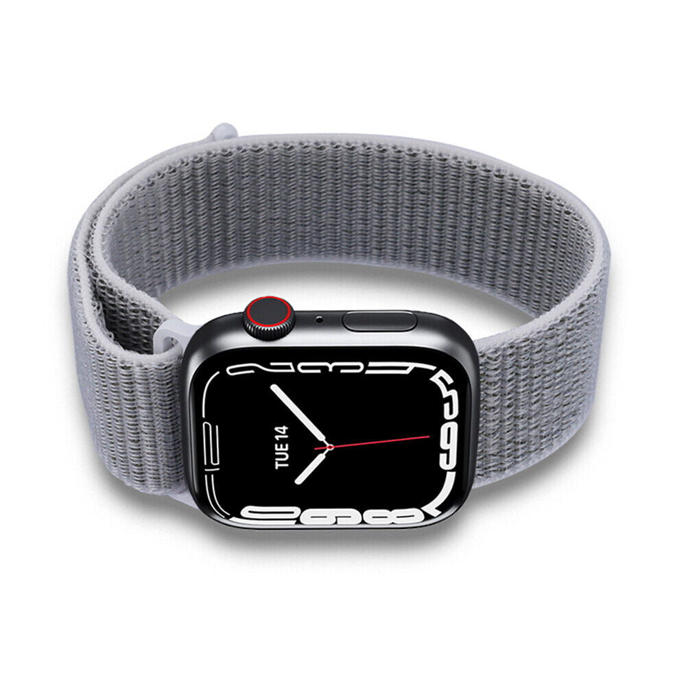 Woven Nylon Sport Loop Replacment Band Strap for Ap-ple Watch 42mm/44mm iWatch SE, Series 6/5/4/3/2/1 (Gray Milk White) Smart Watch Strap  (Silver Milk white) hi Quality