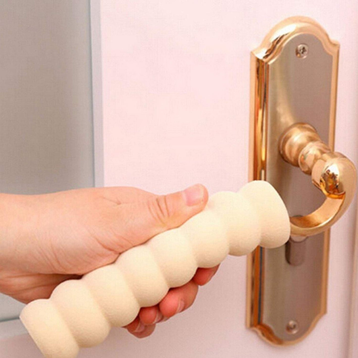 Door Lock Knob Covers, Soft Foam Door Handle Knob Cover, Static Free Baby Safety Protector (Beige)