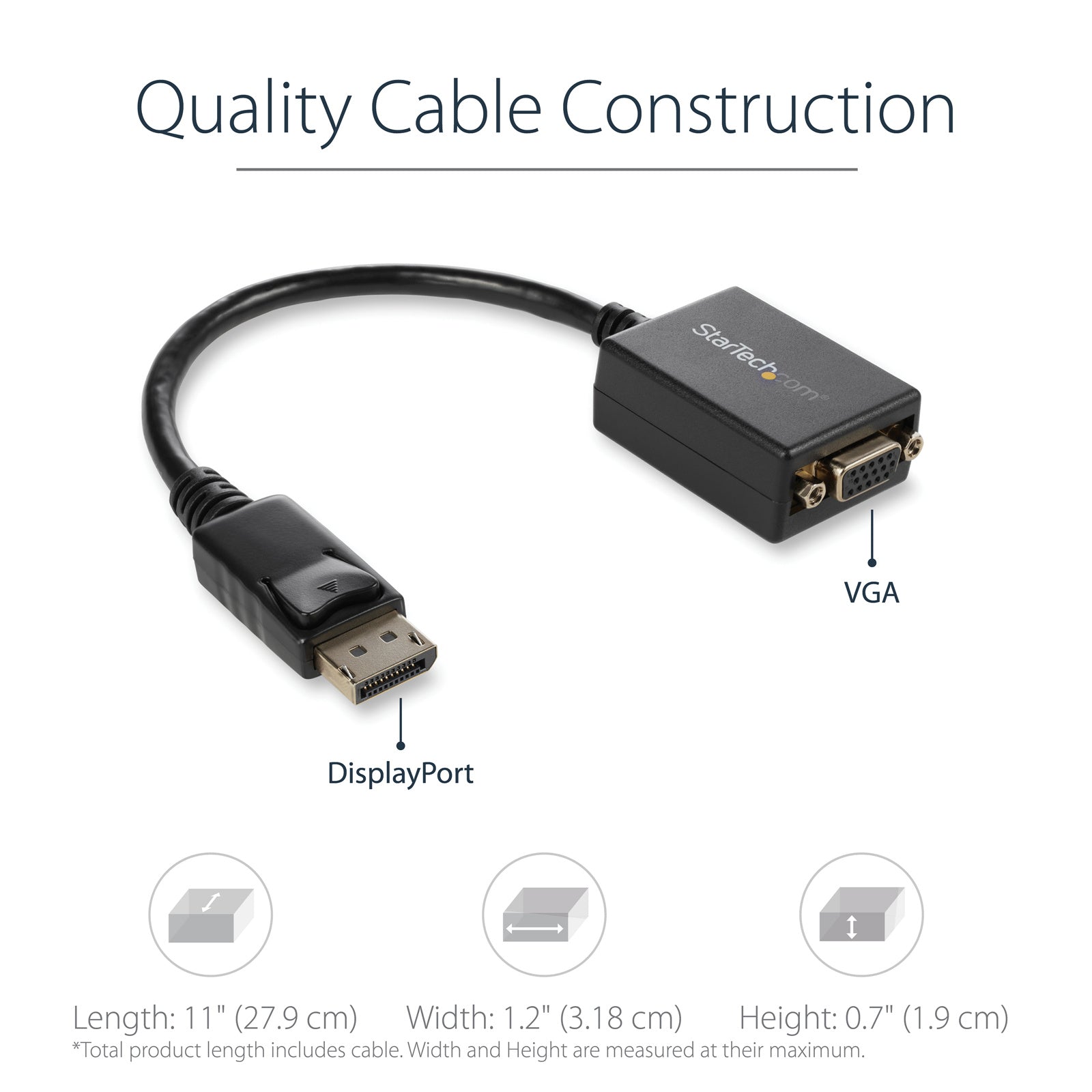 ⭐ StarTech DisplayPort to VGA Adapter DisplayPort to VGA Adapter - DisplayPort to VGA Adapter - Active DP to VGA Converter - 1080p Video - DisplayPort Certified - DP/DP++ Source to VGA Monitor Cable Adapter Dongle - Latching DP Connector