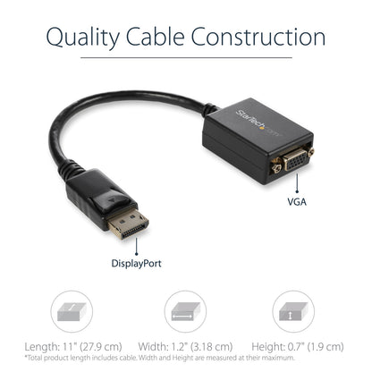 ⭐ StarTech DisplayPort to VGA Adapter DisplayPort to VGA Adapter - DisplayPort to VGA Adapter - Active DP to VGA Converter - 1080p Video - DisplayPort Certified - DP/DP++ Source to VGA Monitor Cable Adapter Dongle - Latching DP Connector