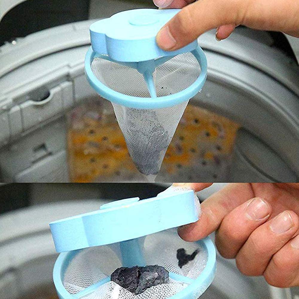 2 Pc Laundry Floating Lint Hair Catcher Mesh Pouch Dirty Fiber Collector Reusable Washing Machine Laundry Filter Bag