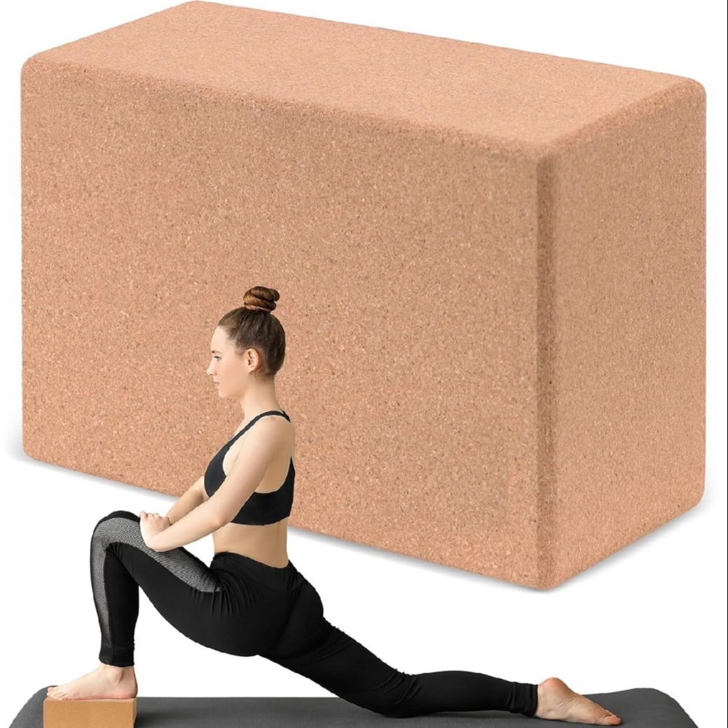 🧘 Cork Wood Yoga Block – Premium Yoga Support Brick for Balance & Flexibility
