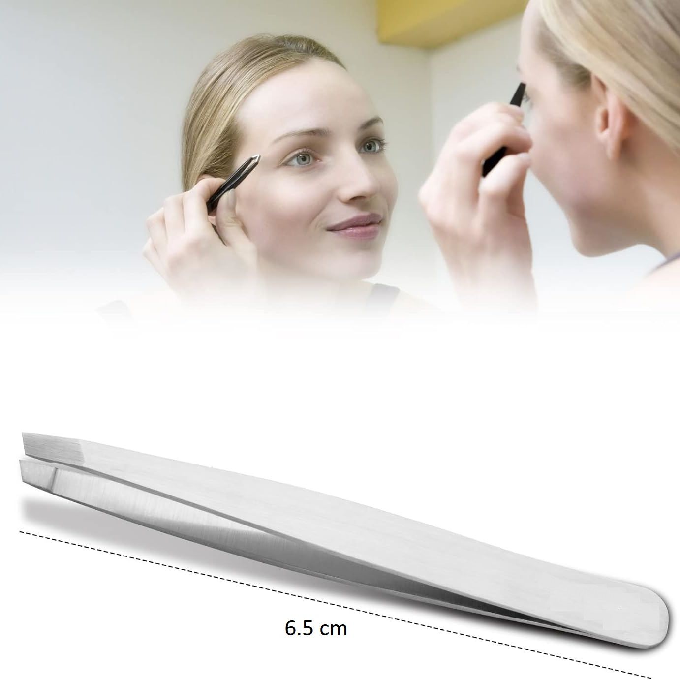 Slant Tweezer Handmade Professional Eyebrow Facial & Hair Remover No gaps superior quality 1 pack (slant) Silver