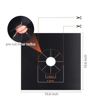2 Pcs Stove Burner Covers  Gas Stove Protectors Black 0.2mm Double Thickness, Reusable, Non Stick, BPA Free , Fast Clean Liners for Kitchen / Cooking. Size 10.6" x 10.6" inch