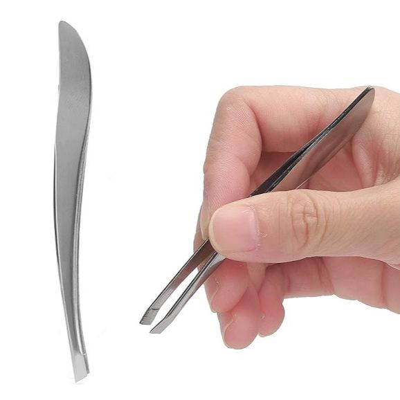 Premium Slant Tip Eyebrow Tweezers – German Stainless Steel Hair Plucking Tool | Precision Facial Hair Remover for Women & Men | Professional Quality