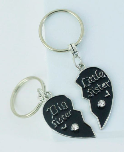 Big Sister Little Sister Love KeyRing 2 Pcs Metal keychain