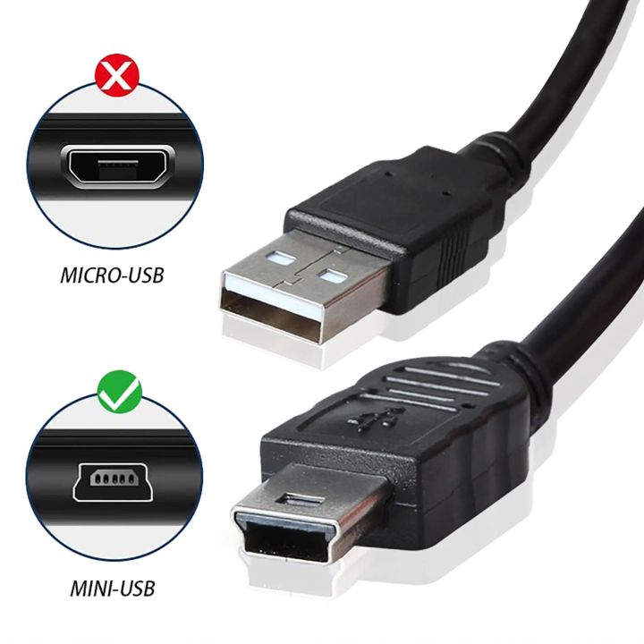 USB 2.0 Cable – A-Male to Mini-B (V3) High-Speed Data & Charging Cable for Cameras, MP3 Players, Dash Cams, GPS Devices, External Hard Disks – Durable & Reliable – Black