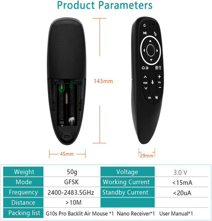 G10s Pro 2.4GHz Voice Air Remote Mouse IR Learning with Backlight Mini Fly Mouse with Voice Input for Android TV Box