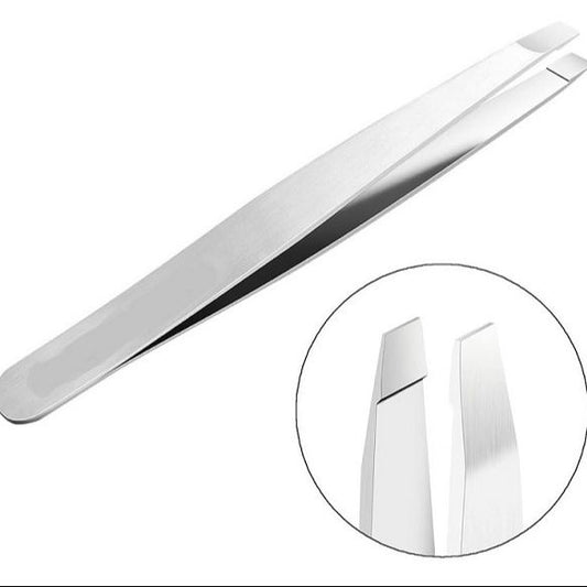 Slant Tweezer Handmade Professional Eyebrow Facial & Hair Remover No gaps superior quality 1 pack (slant) Silver