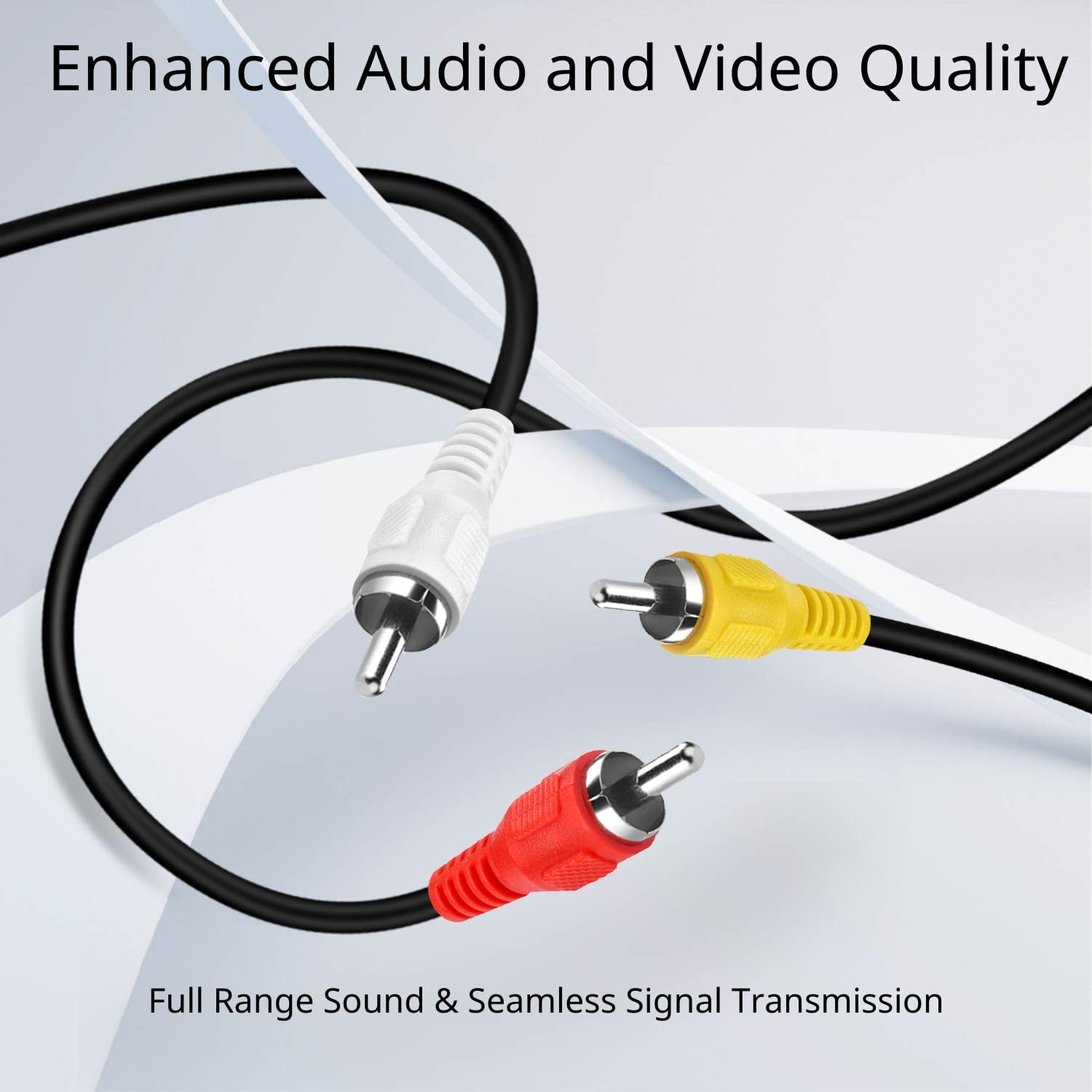 TNP 1.5 Meter RCA AV Cable – 3 RCA Male to Male Dual Shielded Composite Video & Stereo Audio Cable for TV, VCR, DVD, Satellite & Home Theater Receivers