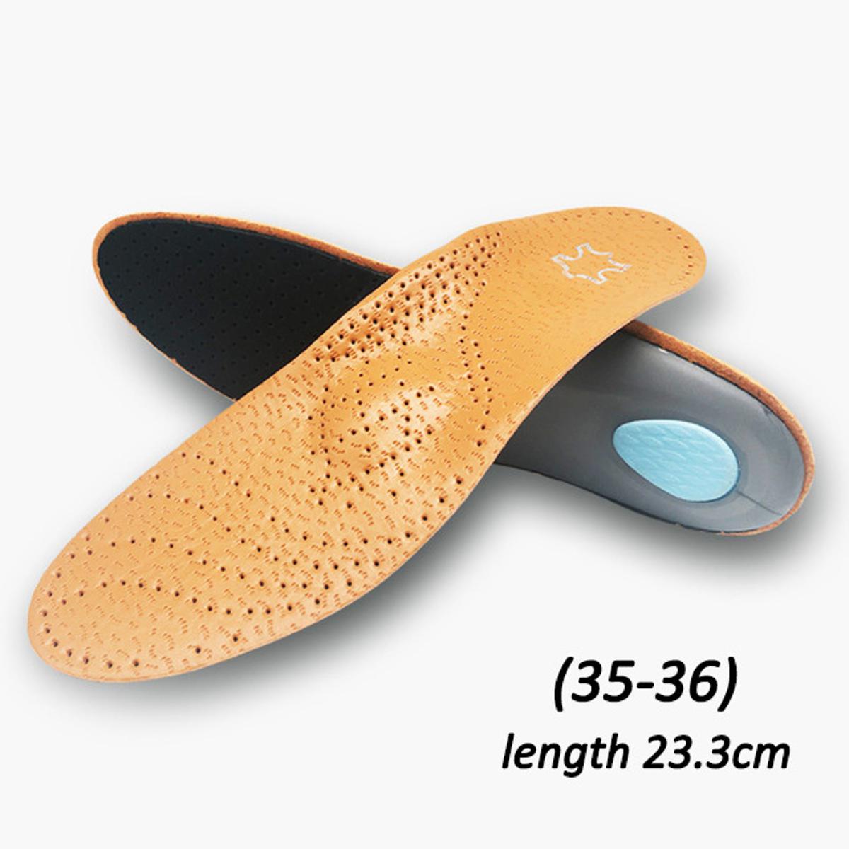EID High quality Leather orthotic insole for Flat Feet Arch Support orthopedic shoes sole Insoles for feet men and women OX Leg