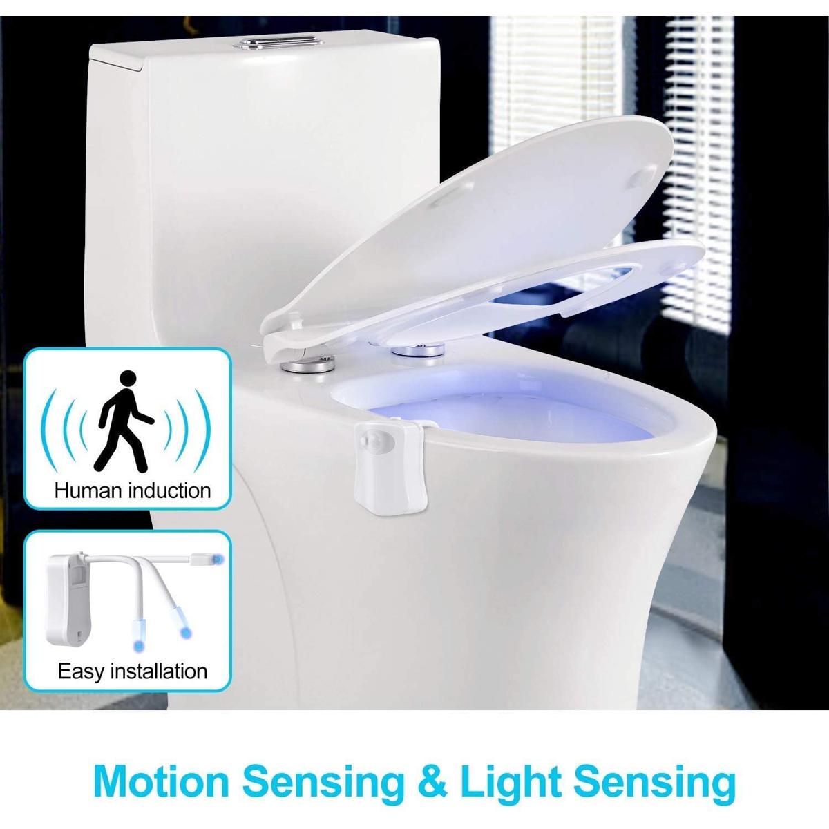 Motion Sensor Toilet Night Light Home Toilet Light Bathroom Body Motion Sensor Toilet Bowl Seat Light Lamp 8-Color Changes