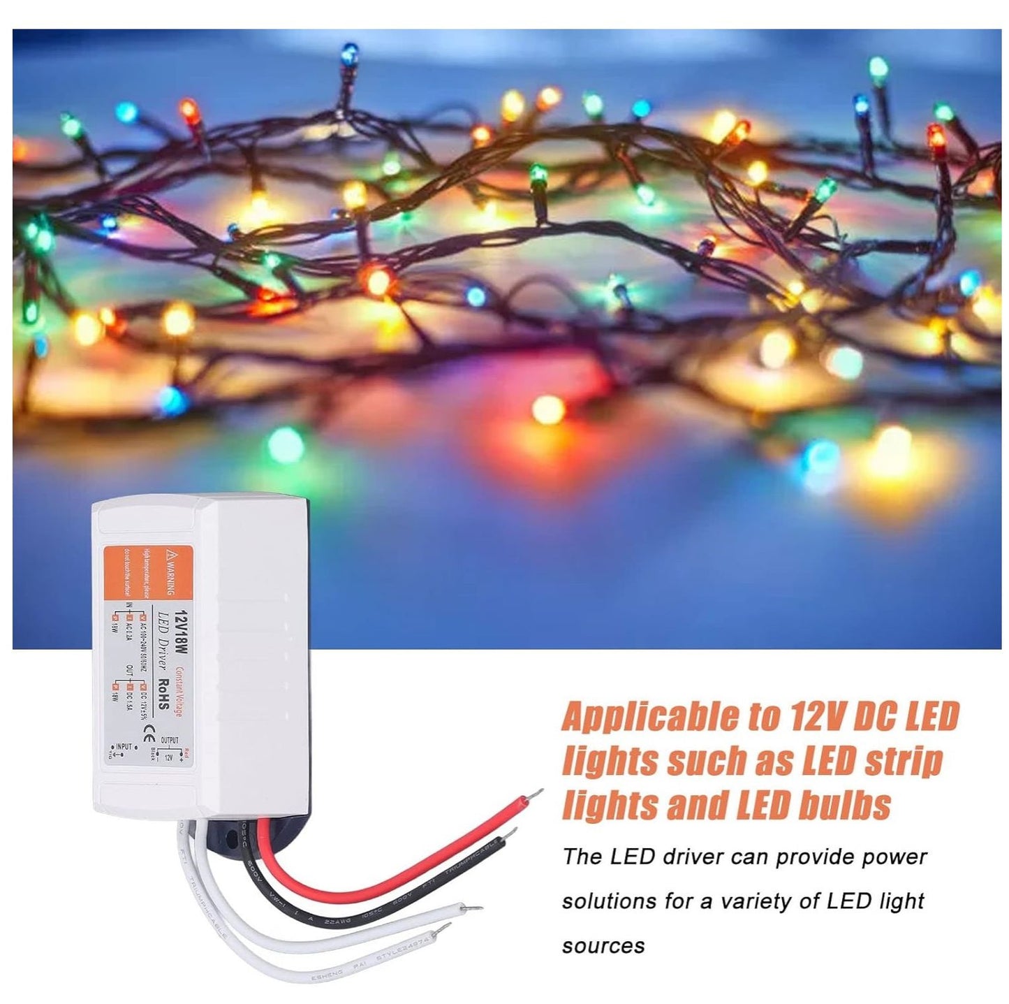 LED Driver Power Supply – Constant Voltage Adapter AC 100-240V to 12V 1.5A 18W for LED Strip Lights & LED Projects