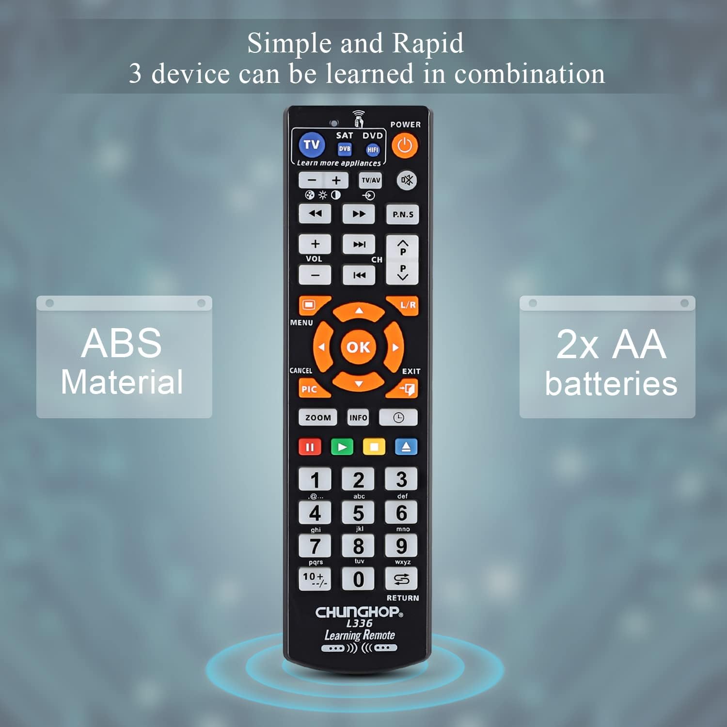 L336 Universal Learning Remote Control Compatible with TV DVD Set Top Box