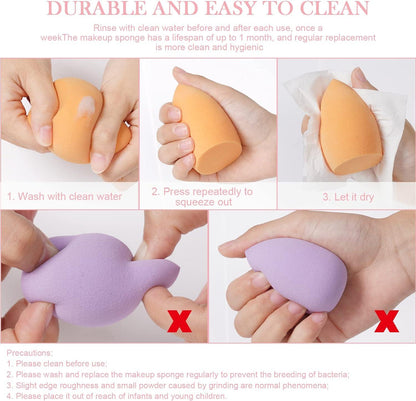3 Pcs Makeup Beauty Blender Sponge Set – Soft Latex-Free Makeup Sponges for Liquid & Cream Foundation, Reusable & Washable, Suitable for All Skin Types | Pack of 3 | A One Quality