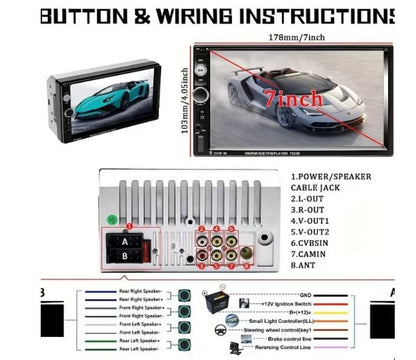 7023B 7 Inch Touch Screen Car MP5 Player with Bluetooth, Phone Link, Rear View Camera & Steering Wheel Remote