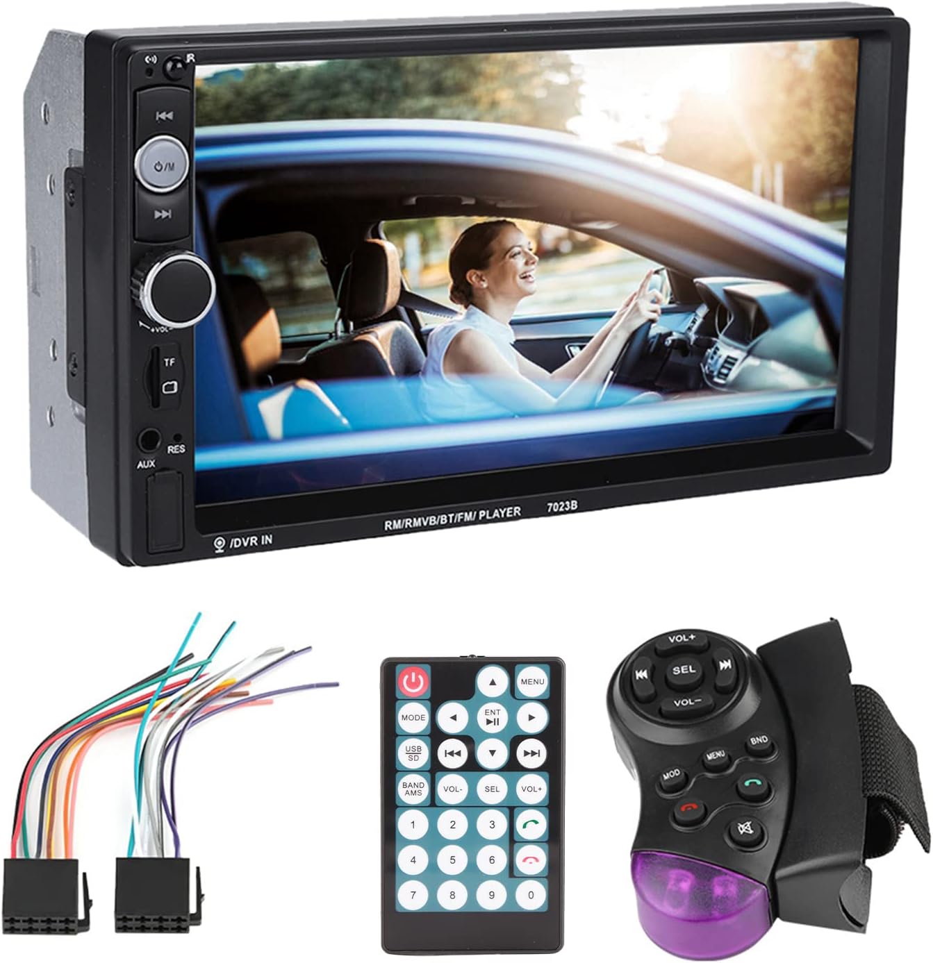 7023B 7 Inch Touch Screen Car MP5 Player with Bluetooth, Phone Link, Rear View Camera & Steering Wheel Remote