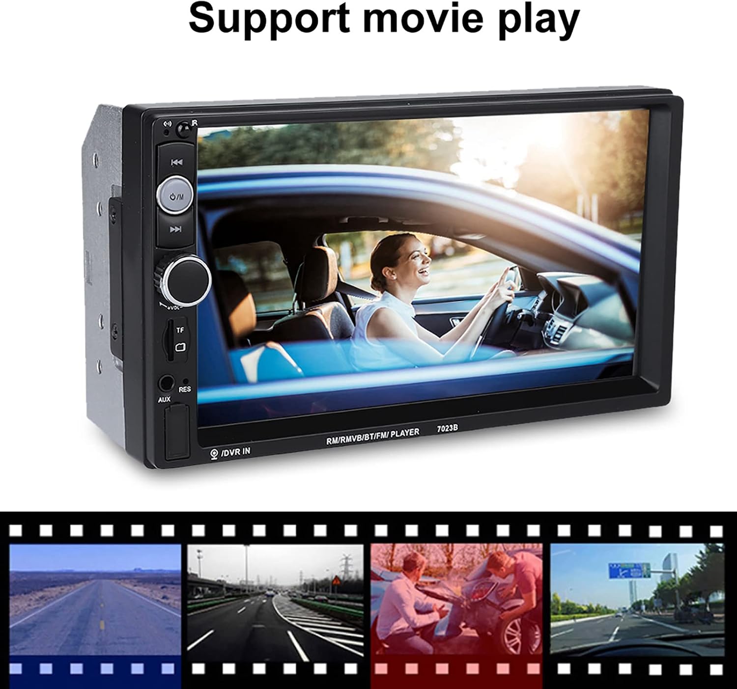 7023B 7 Inch Touch Screen Car MP5 Player with Bluetooth, Phone Link, Rear View Camera & Steering Wheel Remote