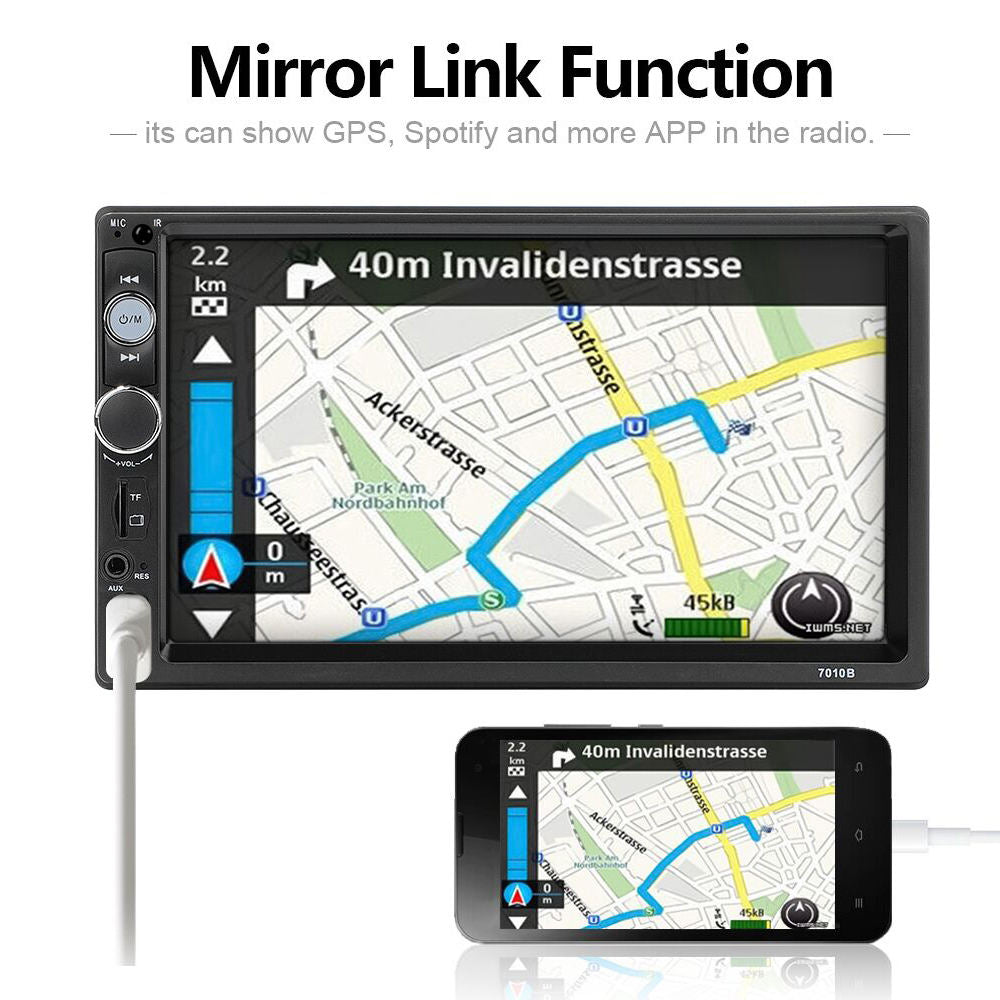 7023B 7 Inch Touch Screen Car MP5 Player with Bluetooth, Phone Link, Rear View Camera & Steering Wheel Remote