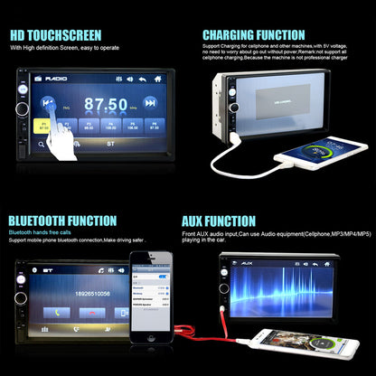 7023B 7 Inch Touch Screen Car MP5 Player with Bluetooth, Phone Link, Rear View Camera & Steering Wheel Remote
