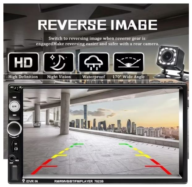 7023B 7 Inch Touch Screen Car MP5 Player with Bluetooth, Phone Link, Rear View Camera & Steering Wheel Remote