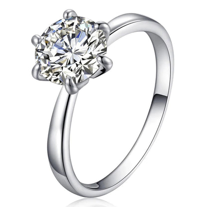 Engagement Rings for Women Sterling Silver Round Solitaire Engagement Couple Ring