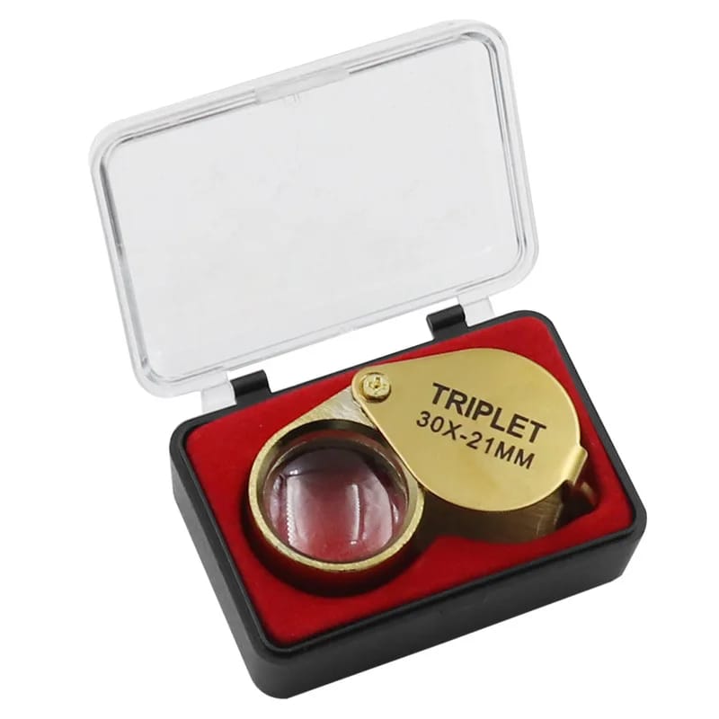 30X Jewelry Magnifying Glass Pocket Magnifier Jewelers Eye Tool Folding Loupe Glass Lens Triplet Glasses Diamond Stamp A1