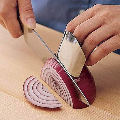KITCHEN FINGER HAND PROTECTOR GUARD STAINLESS STEEL CHOP SLICE SHIELD COOK TOOL
