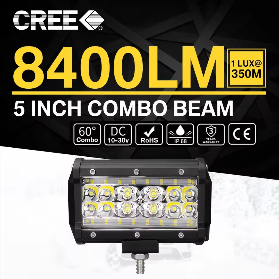 84W LED Light Bar, 5 Inches 84W 10800LM LED Work Light, Spot Light Pods Off Road Driving Lights Fog Bumper Roof Light for Boat, SUV, Truck, Hunters, Motorcycle