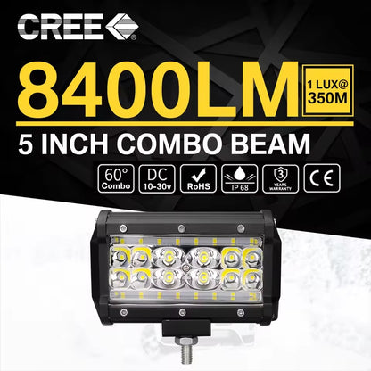 84W LED Light Bar, 5 Inches 84W 10800LM LED Work Light, Spot Light Pods Off Road Driving Lights Fog Bumper Roof Light for Boat, SUV, Truck, Hunters, Motorcycle